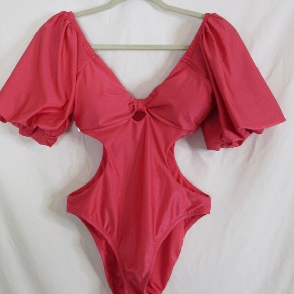 Fe Noel x Target metallic puff sleeve swimsuit 3X NWT - Picture 5 of 6